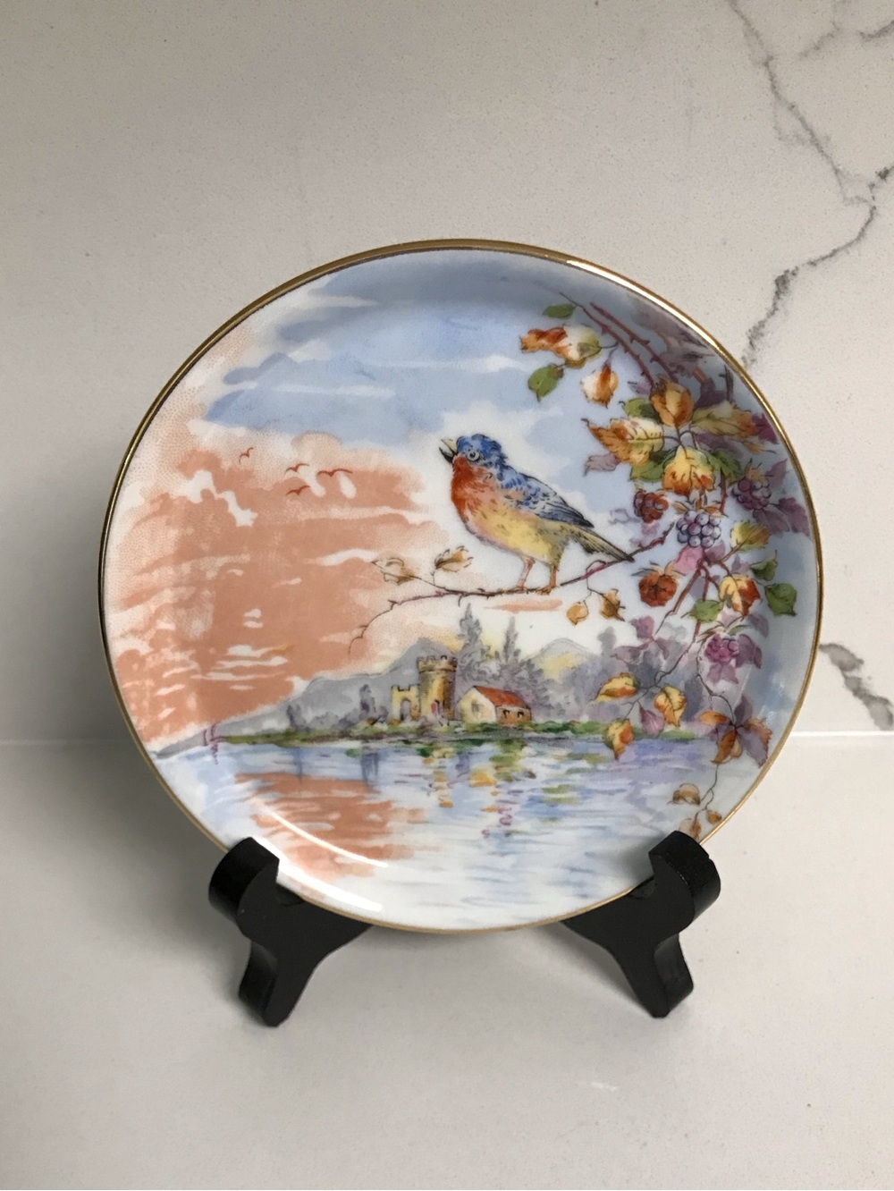 Limoges Hand-Painted Bird Scenic Plate - France
